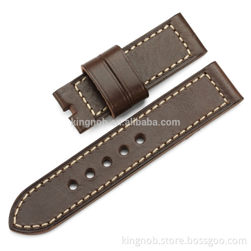 24mm Genuine Calf Leather Smooth Finish Vintage Watch Band Strap For Panerai Luminor 44mm Men Belt